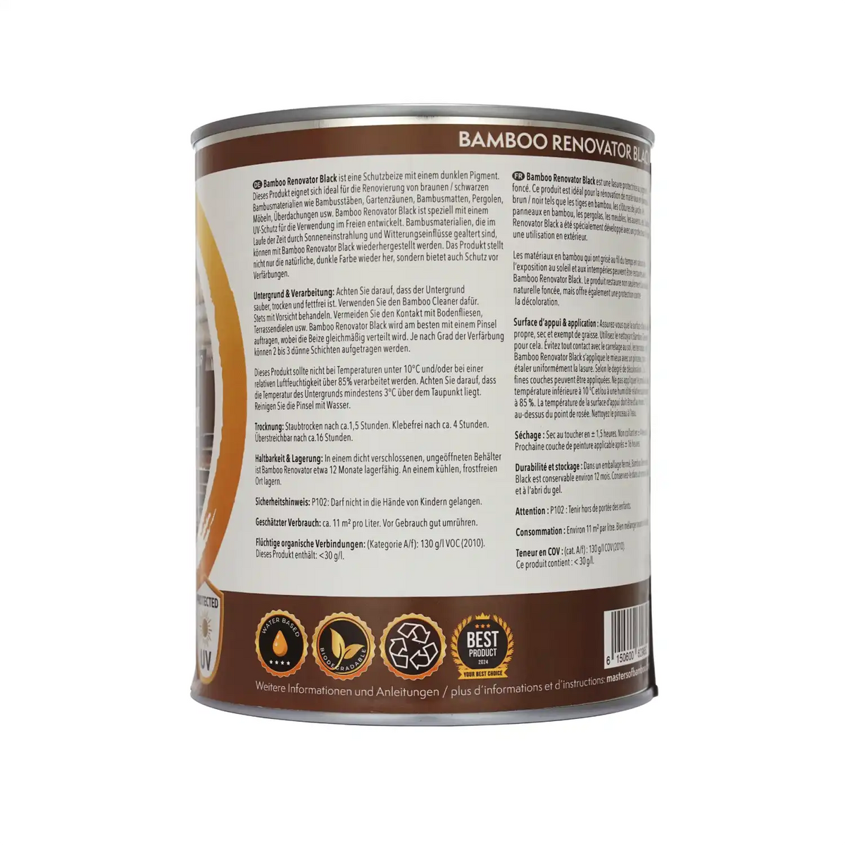 Bamboe Renovator Zwart 1 Liter Blik