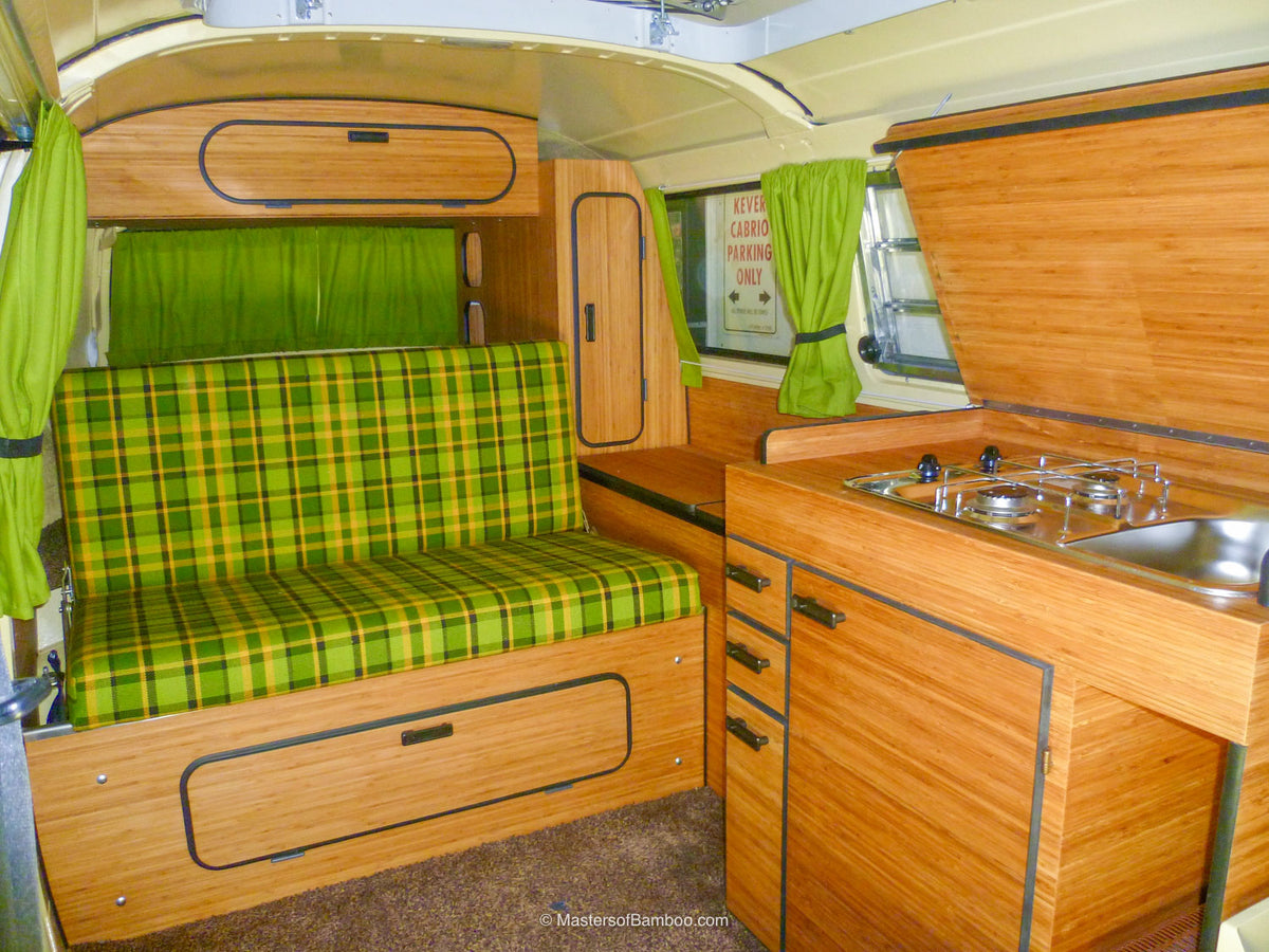 bamboe plaatmateriaal in aankleding camper