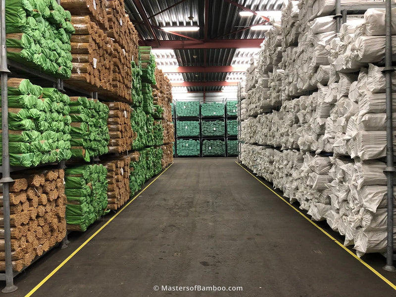 Groot magazijn vol bamboematten Masters of Bamboo
