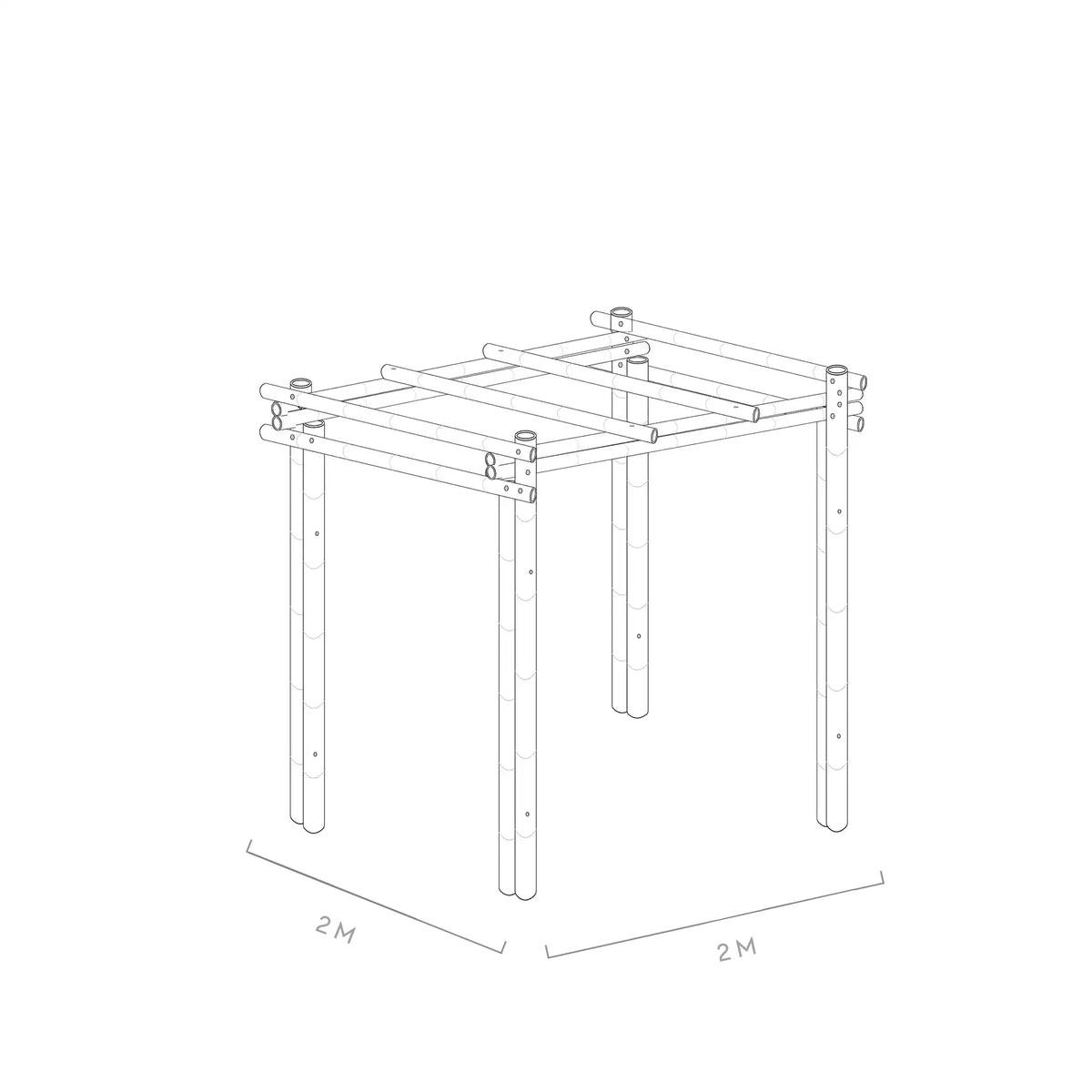 Werktekening bamboe pergola Bali 2x2
