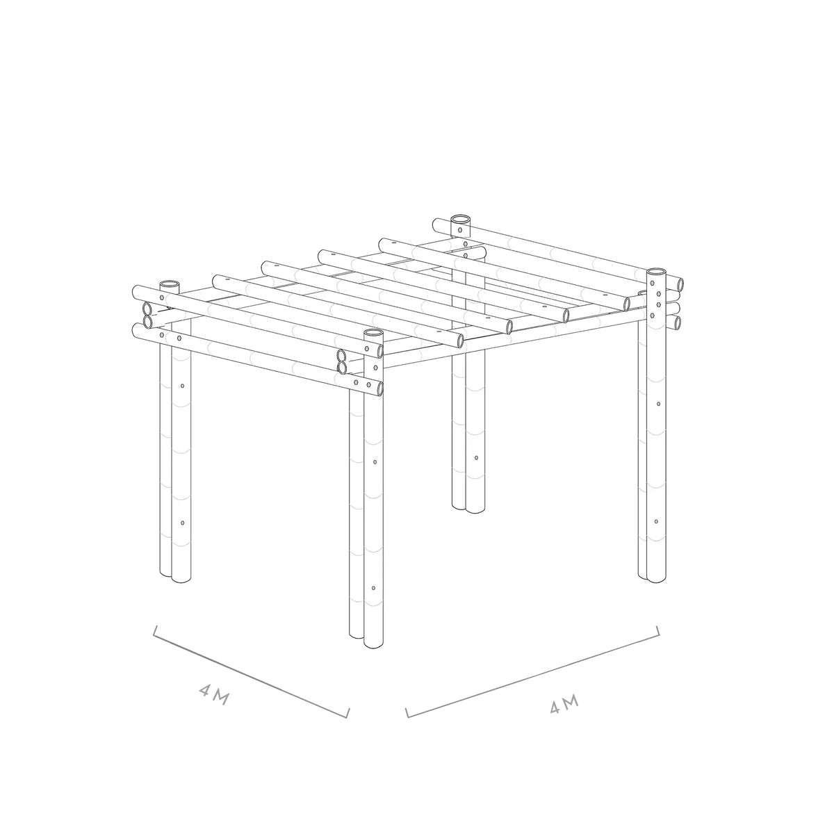 Werktekening bamboe pergola Bali 4x4