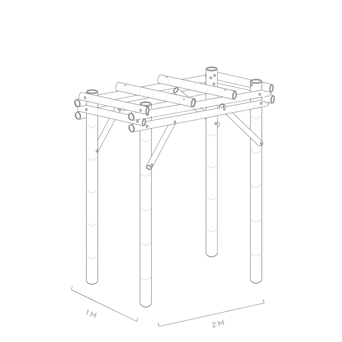Werktekening bamboe pergola bogota 1x2