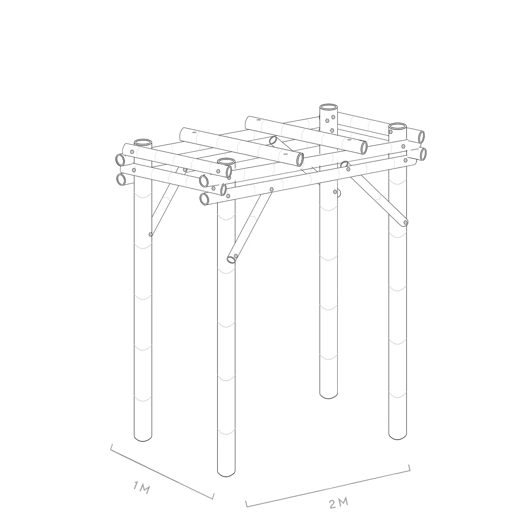 Werktekening bamboe pergola bogota 1x2