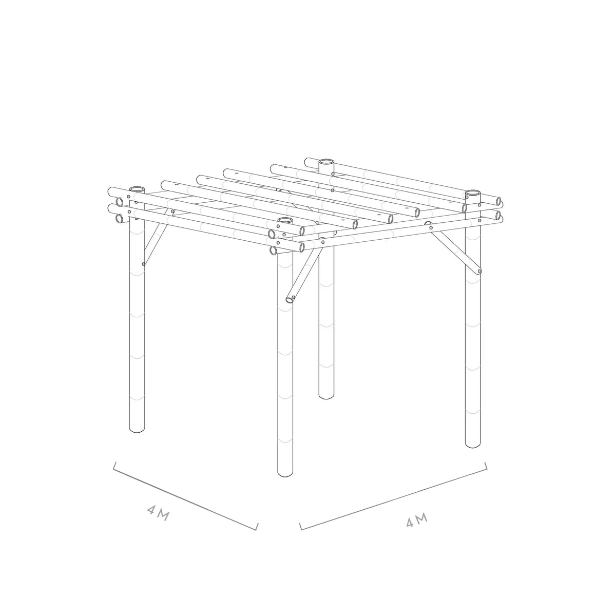 Werktekening bamboe pergola bogota 4x4