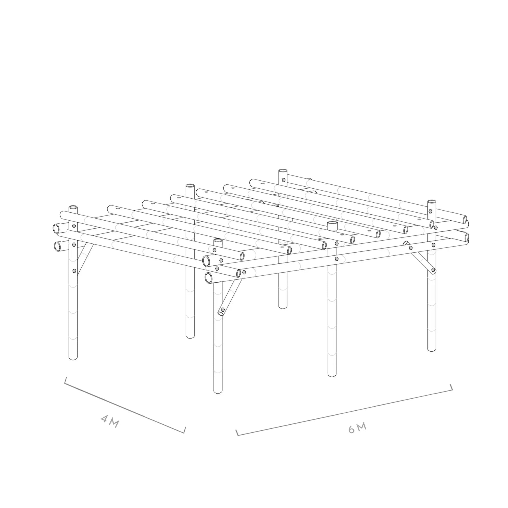 Werktekening bamboe pergola bogota 4x6