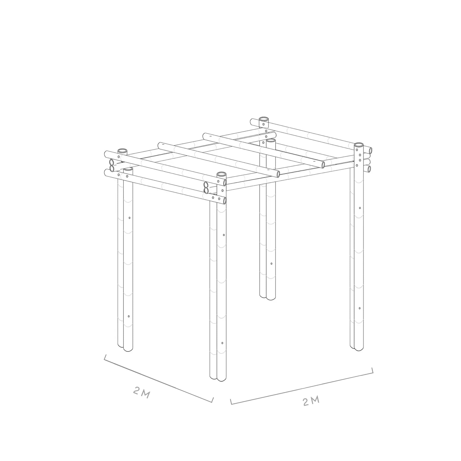 Werktekening bamboe pergola calima 2x2