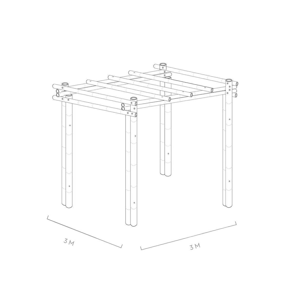 Werktekening bamboe pergola calima 3x3