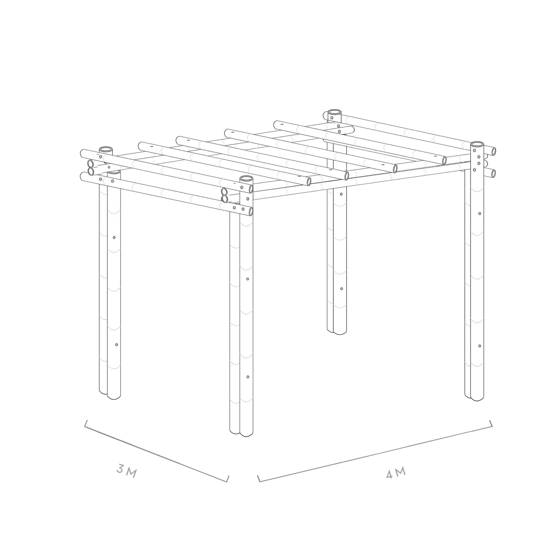 Werktekening bamboe pergola calima 3x4
