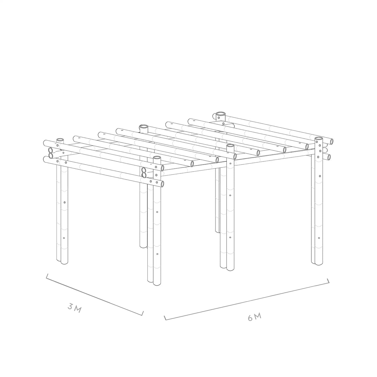 Werktekening bamboe pergola calima 3x6