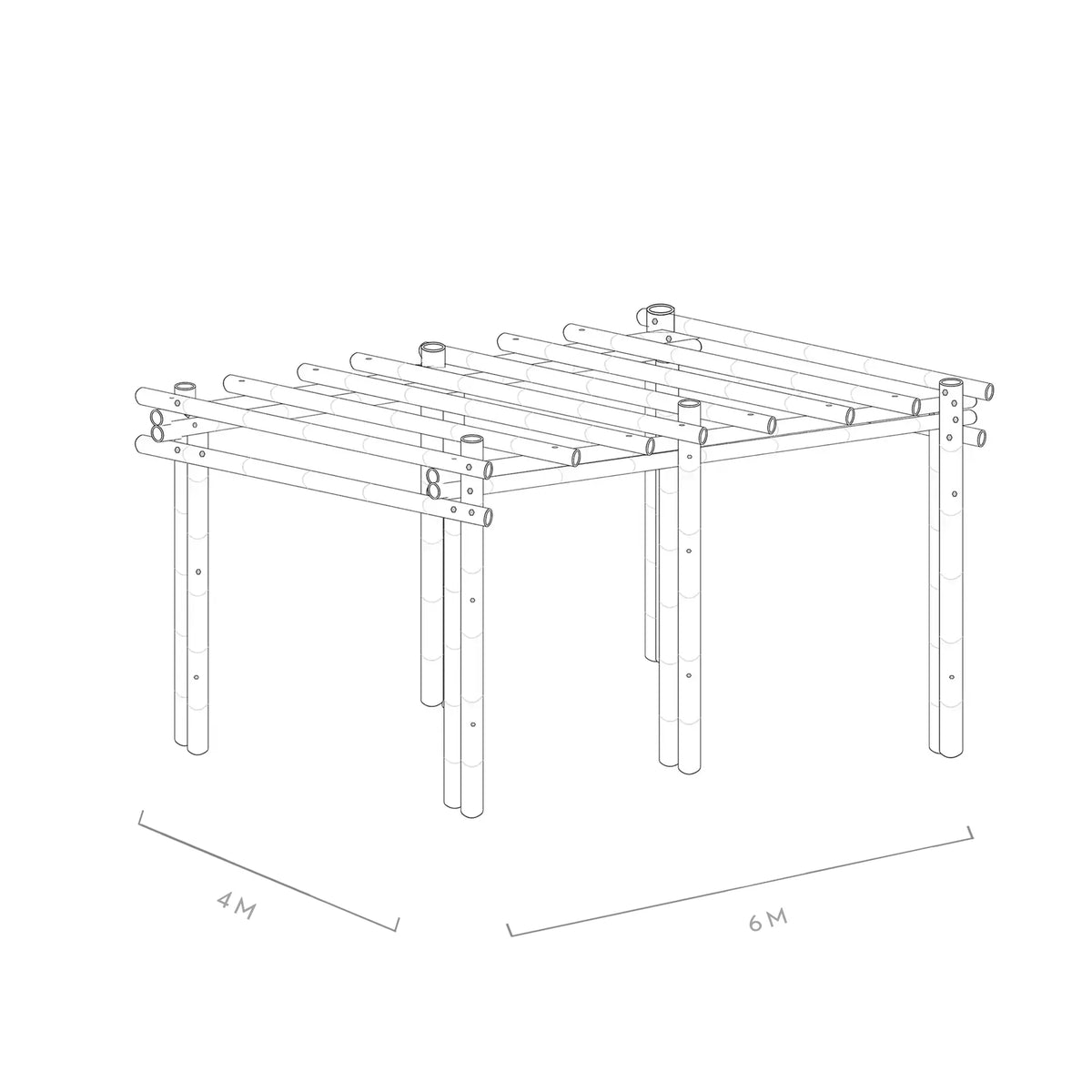 Werktekening bamboe pergola calima 4x6