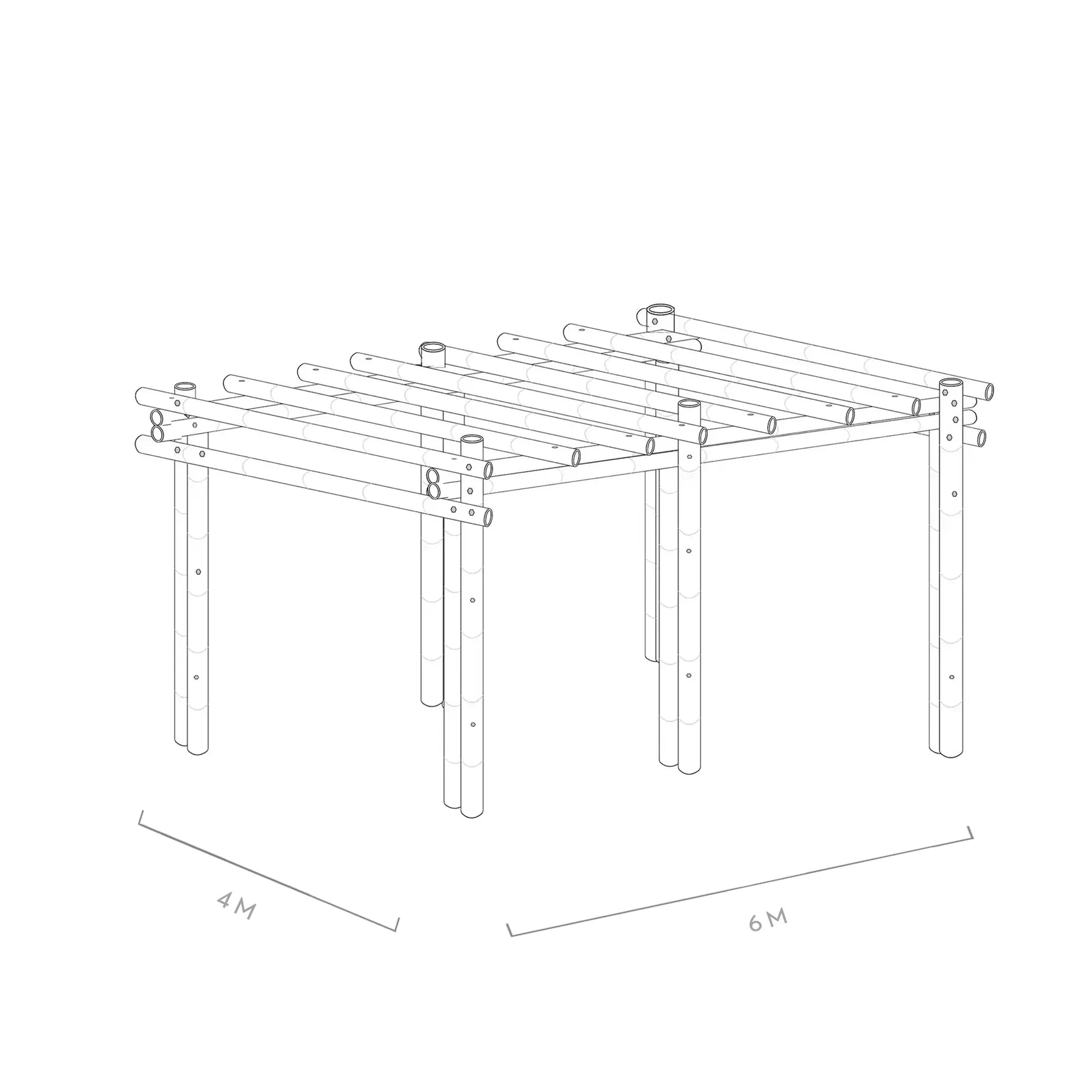 Werktekening bamboe pergola calima 4x6