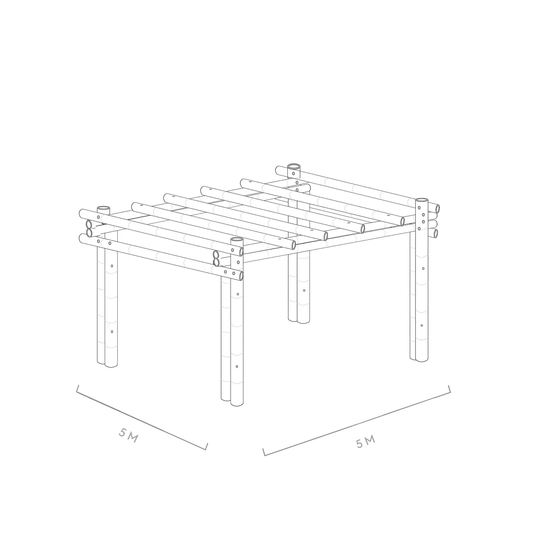 Werktekening bamboe pergola calima 5x5