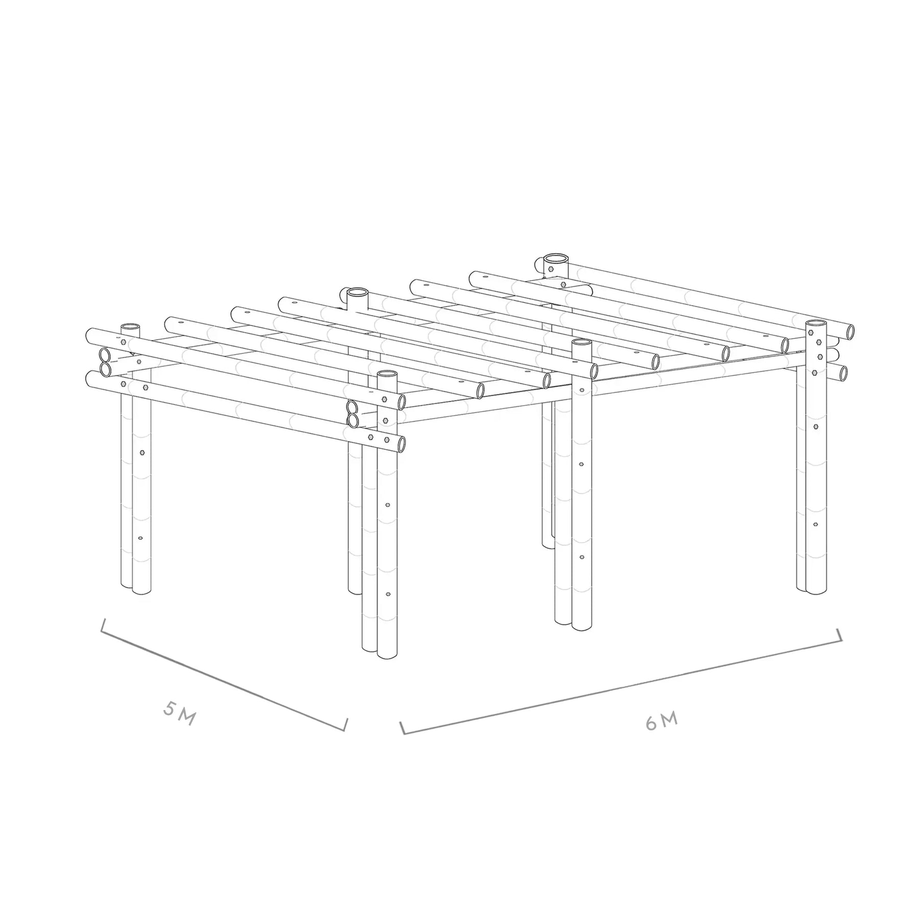 Werktekening bamboe pergola calima 5x6