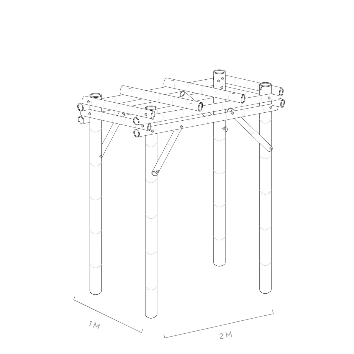 Werktekening bamboe pergola java 1x2