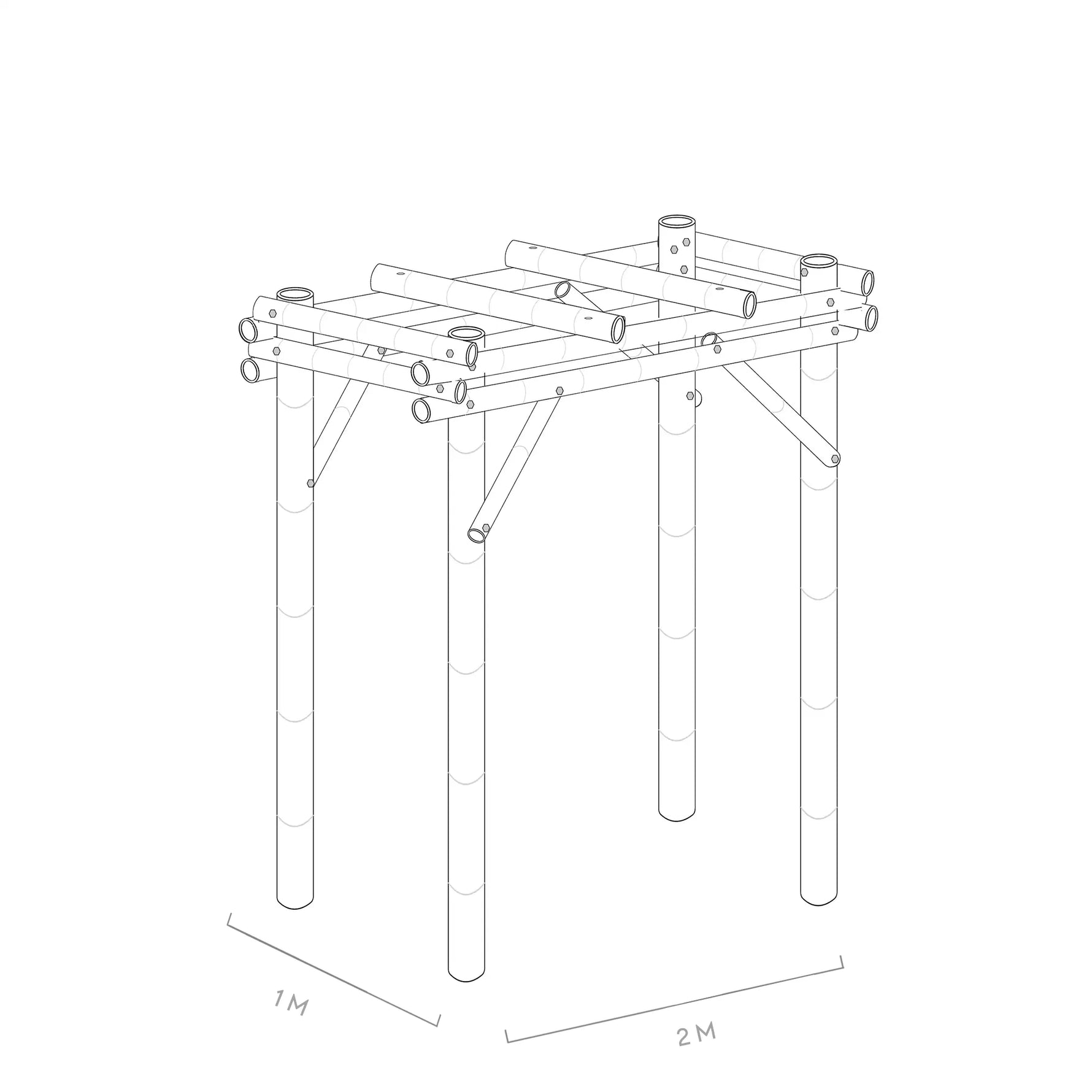Werktekening bamboe pergola java 1x2