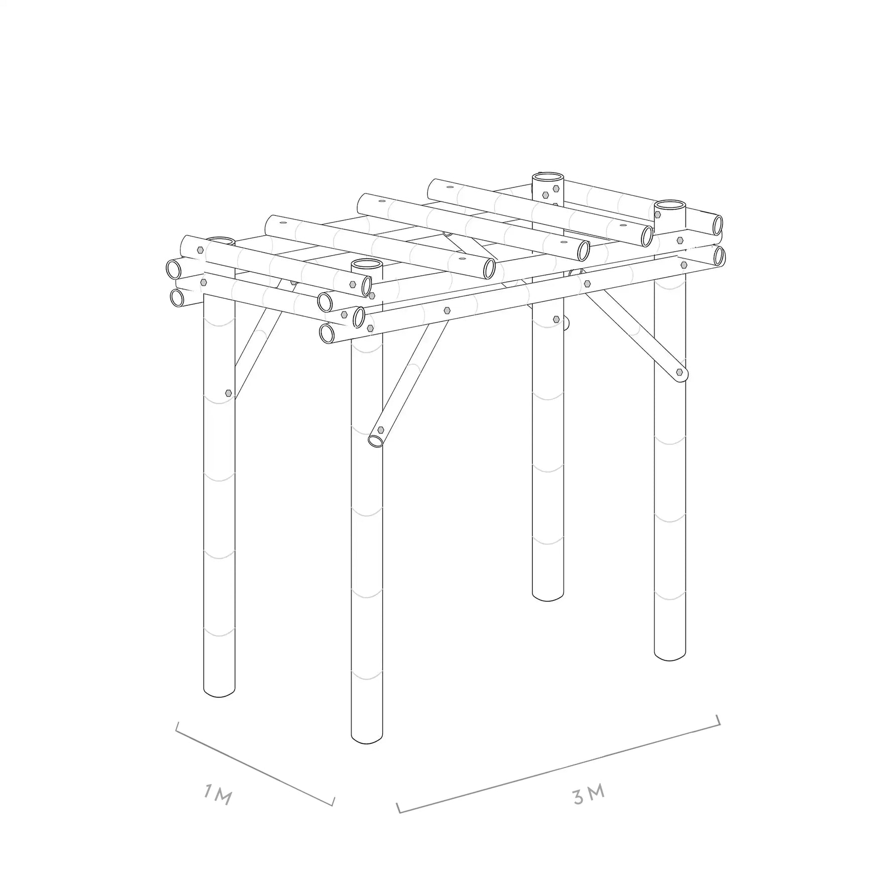 Werktekening bamboe pergola java 1x3