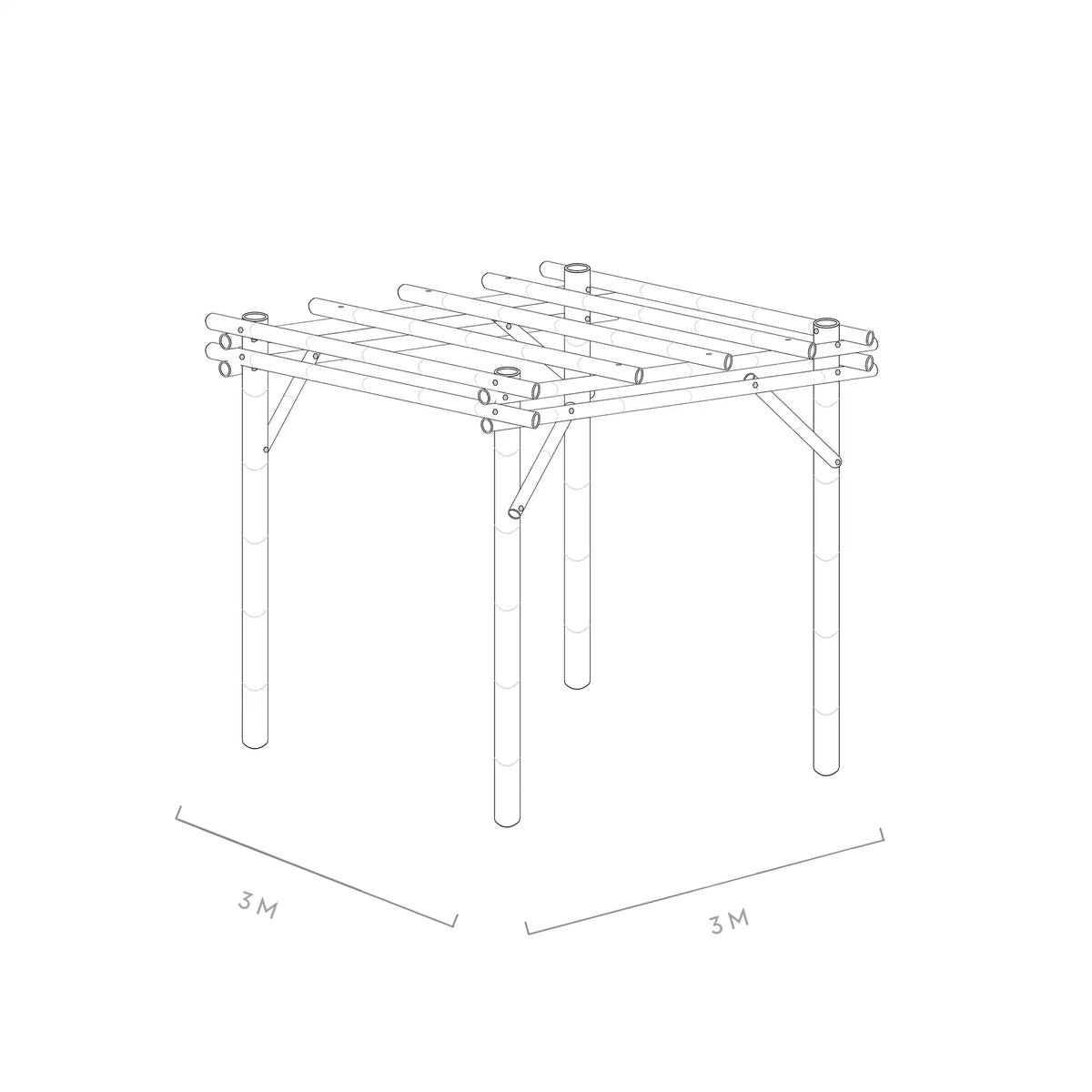 Werktekening bamboe pergola java 3x3