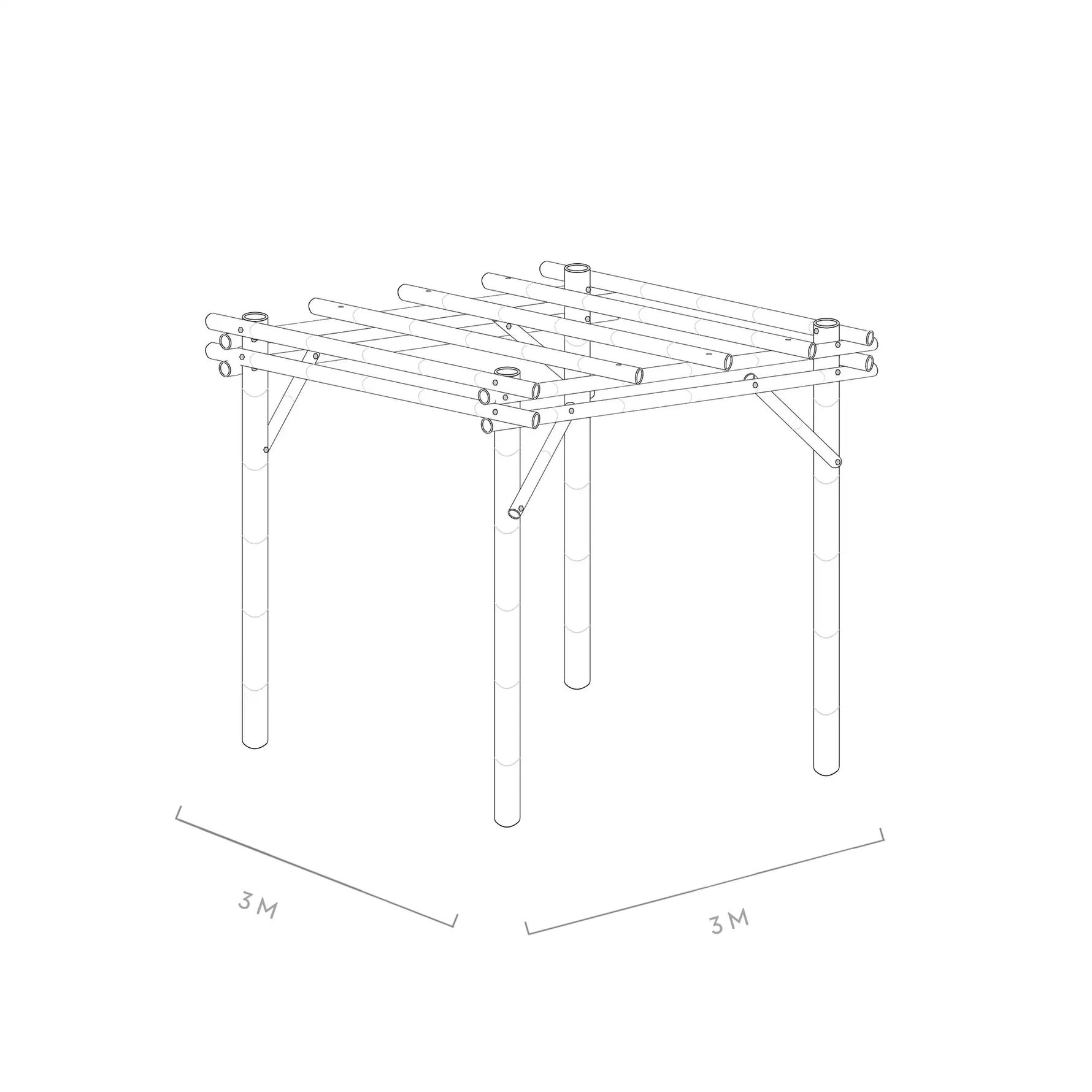 Werktekening bamboe pergola java 3x3