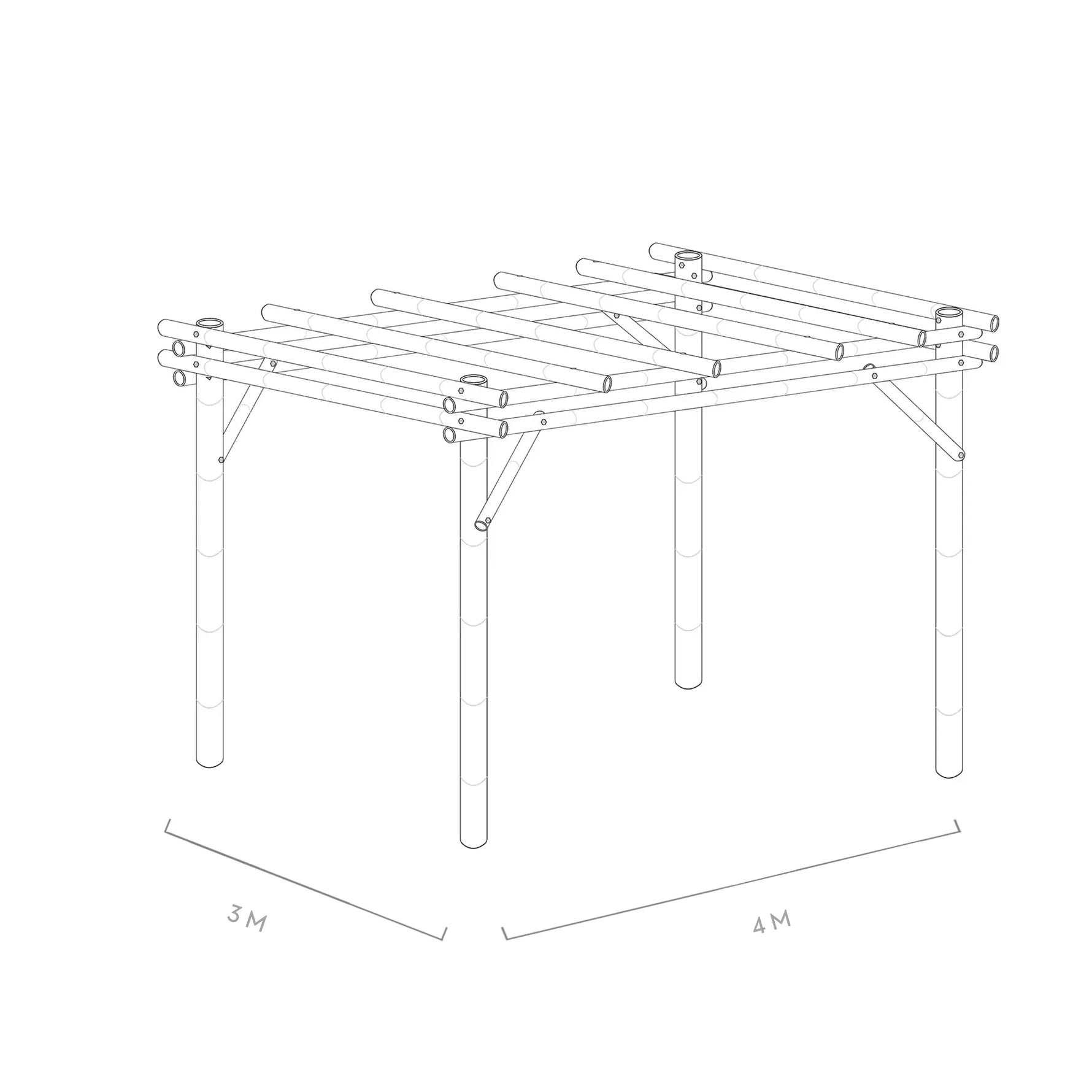 Werktekening bamboe pergola java 3x4