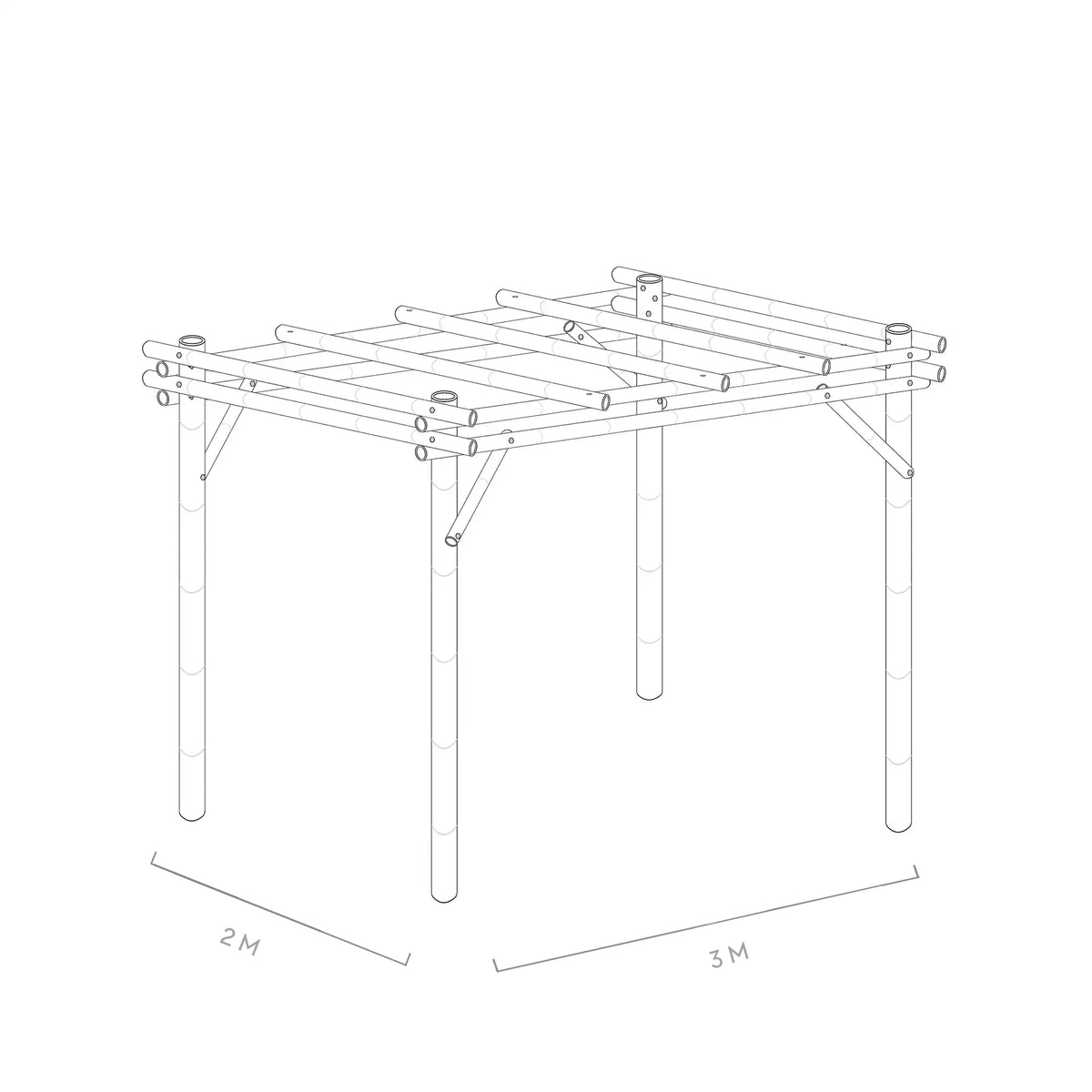 Werktekening bamboe pergolajava 2x3