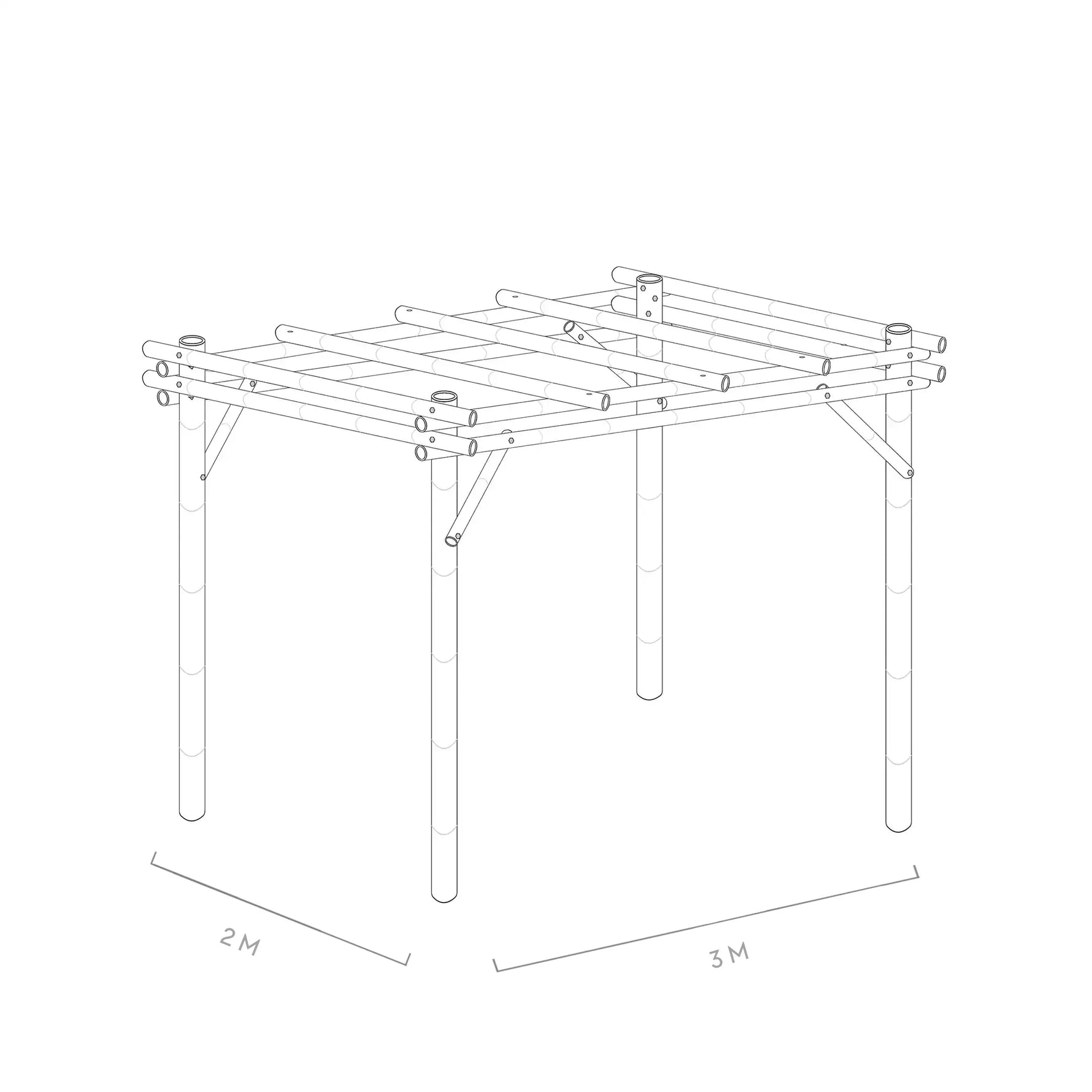 Werktekening bamboe pergolajava 2x3