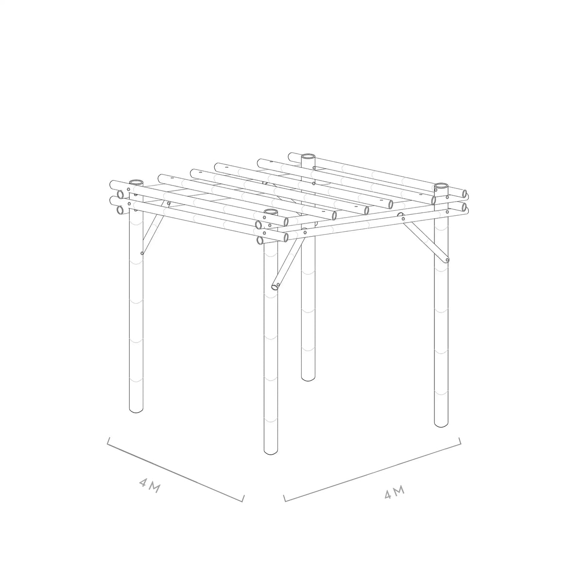 Werktekening bamboe pergolajava 4x4