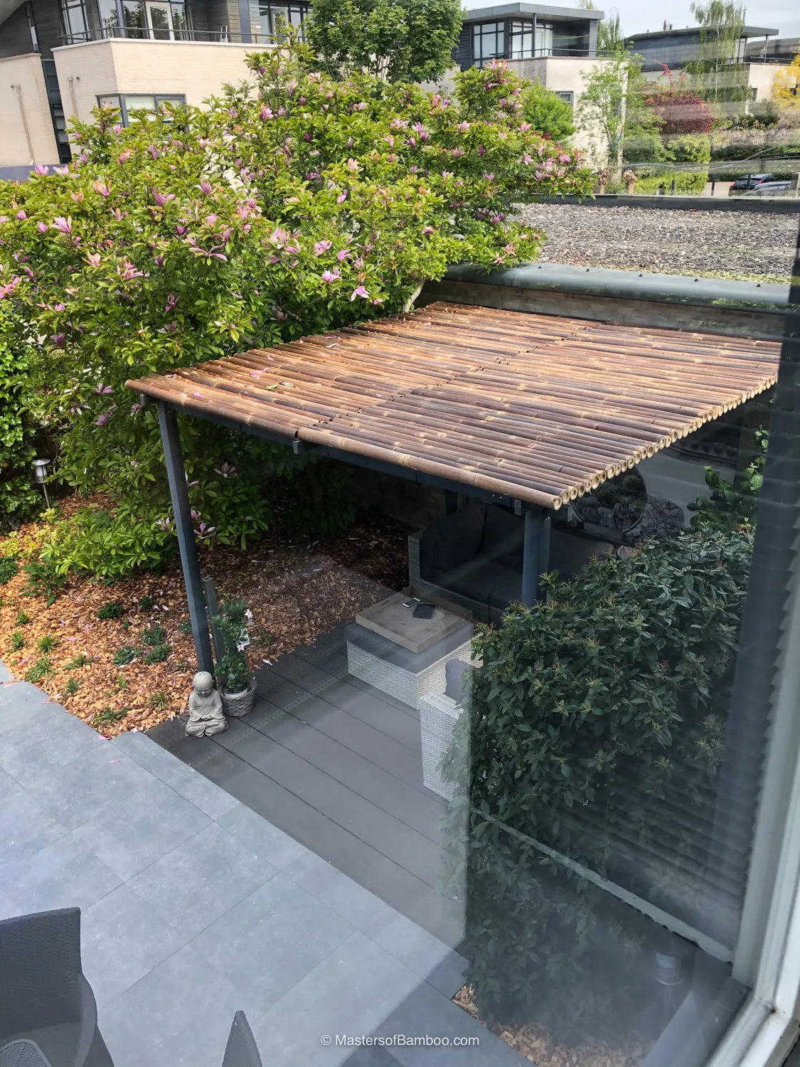 bamboe afdak deluxe mat op rol zwart