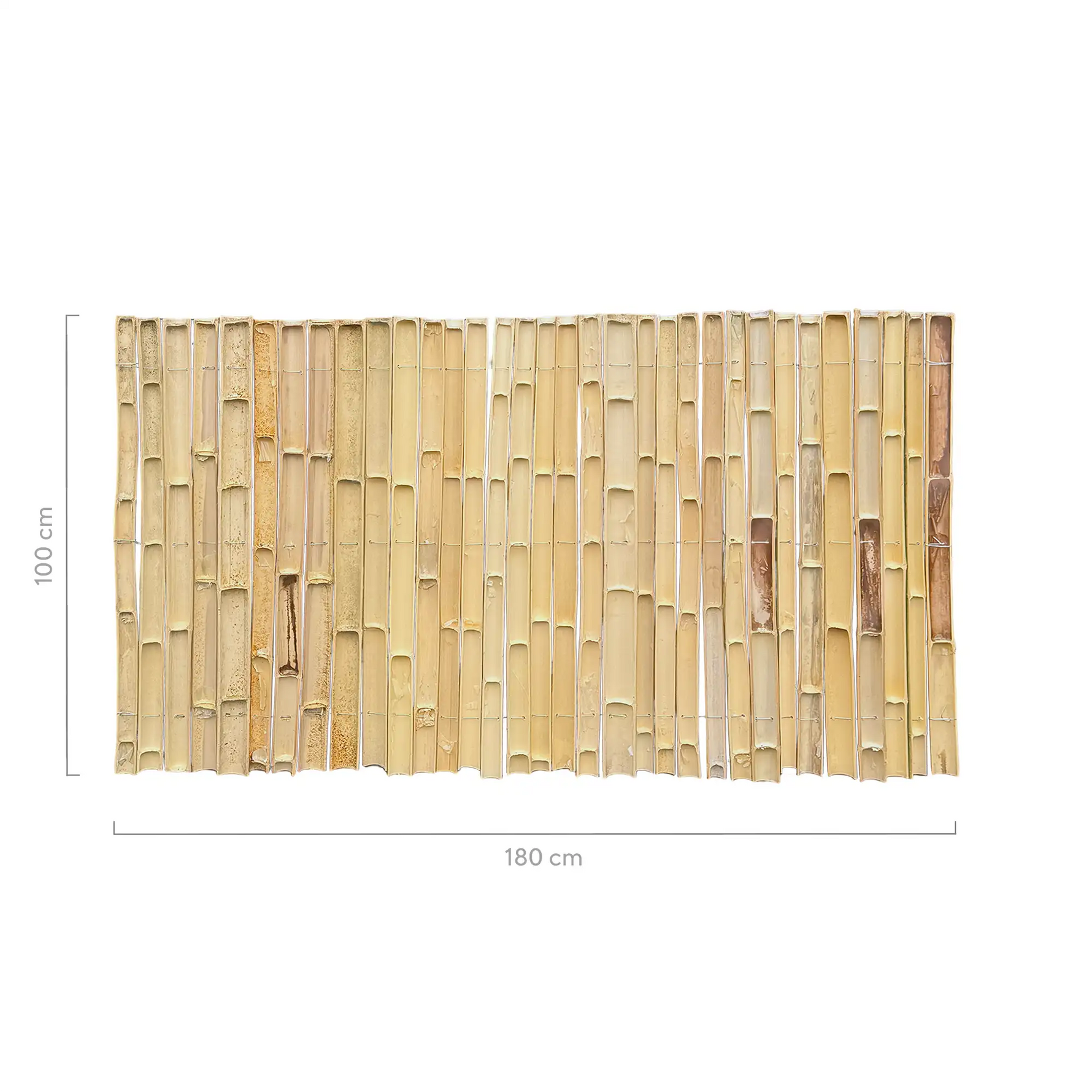 Bamboemat halfrond naturel achterkant 180x100cm