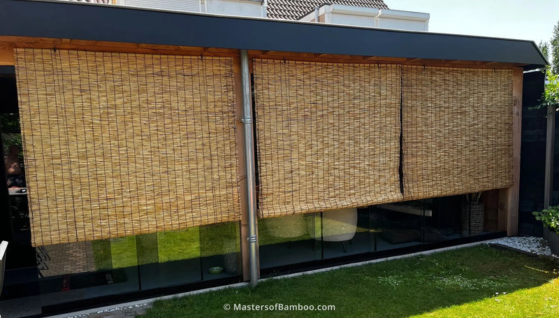 rieten rolgordijnen voor tuinhuis